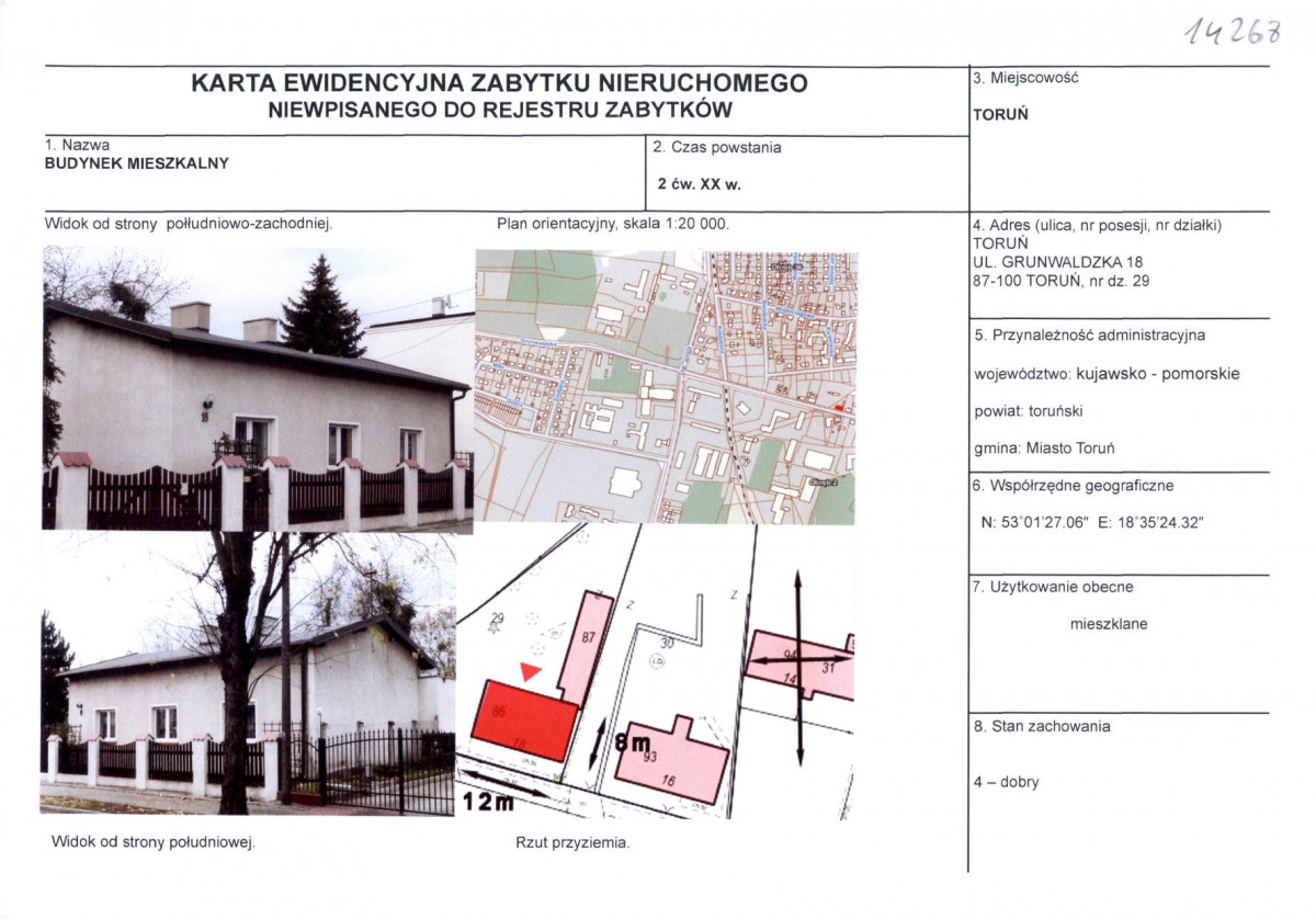 KEZN - Karta obiektu niewpisanego do rejestru, skan nr 1