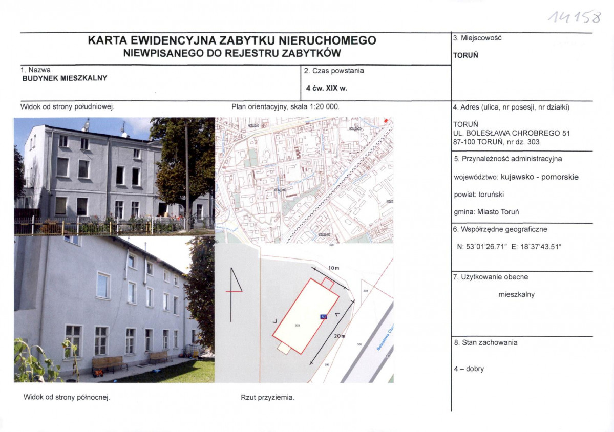 KEZN - Karta obiektu niewpisanego do rejestru, skan nr 1