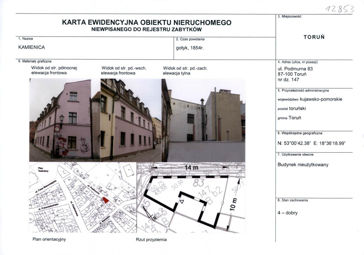 KEZN - Karta obiektu niewpisanego do rejestru, skan nr 1