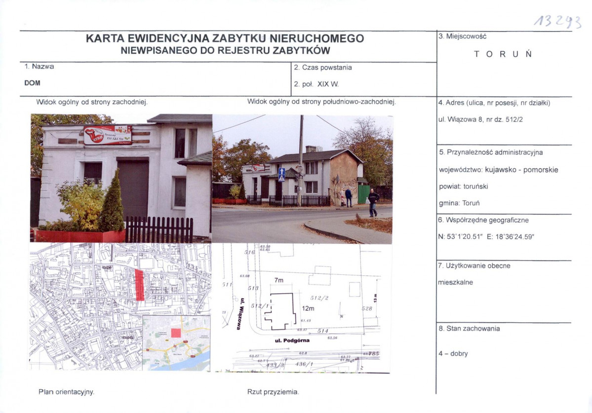 KEZN - Karta obiektu niewpisanego do rejestru, skan nr 1
