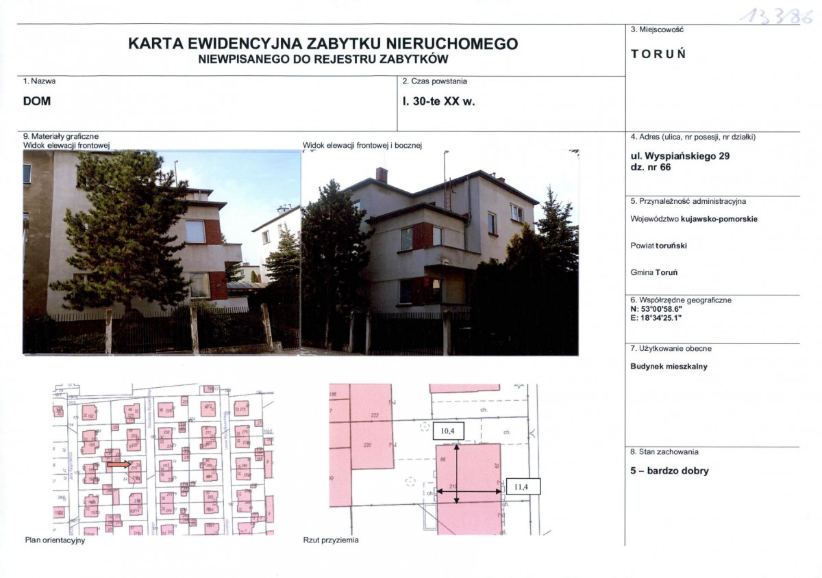 KEZN - Karta obiektu niewpisanego do rejestru, skan nr 1