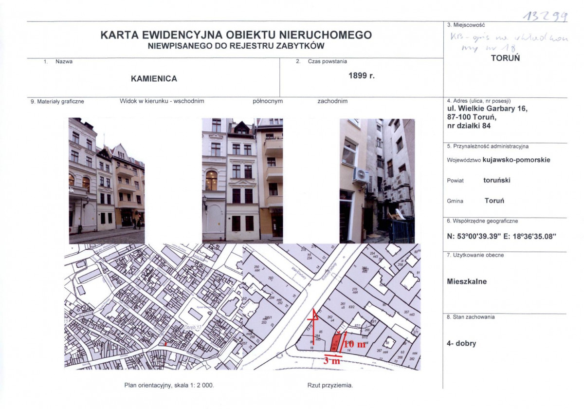 KEZN - Karta obiektu niewpisanego do rejestru, skan nr 1