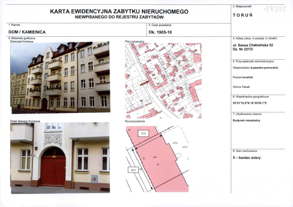 KEZN - Karta obiektu niewpisanego do rejestru, skan nr 1