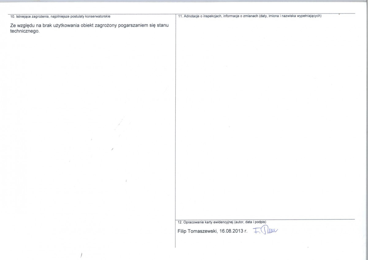 Karta obiektu niewpisanego do rejestru, skan nr 2