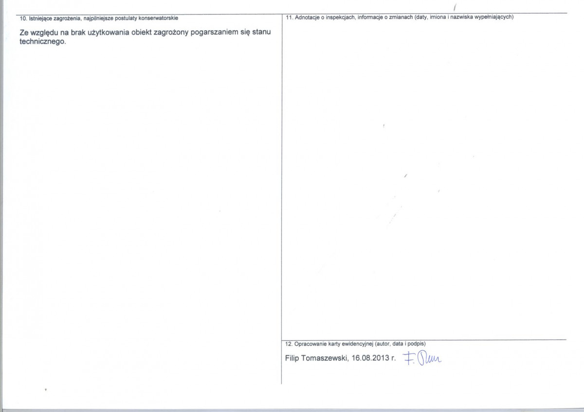 Karta obiektu niewpisanego do rejestru, skan nr 2