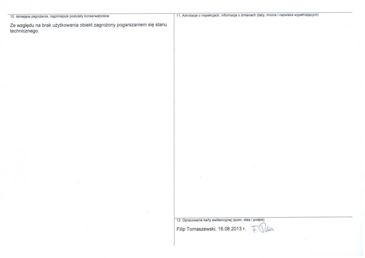 Karta obiektu niewpisanego do rejestru, skan nr 2