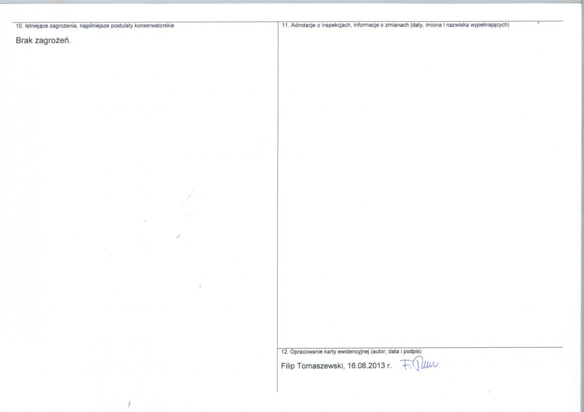 Karta obiektu niewpisanego do rejestru, skan nr 2