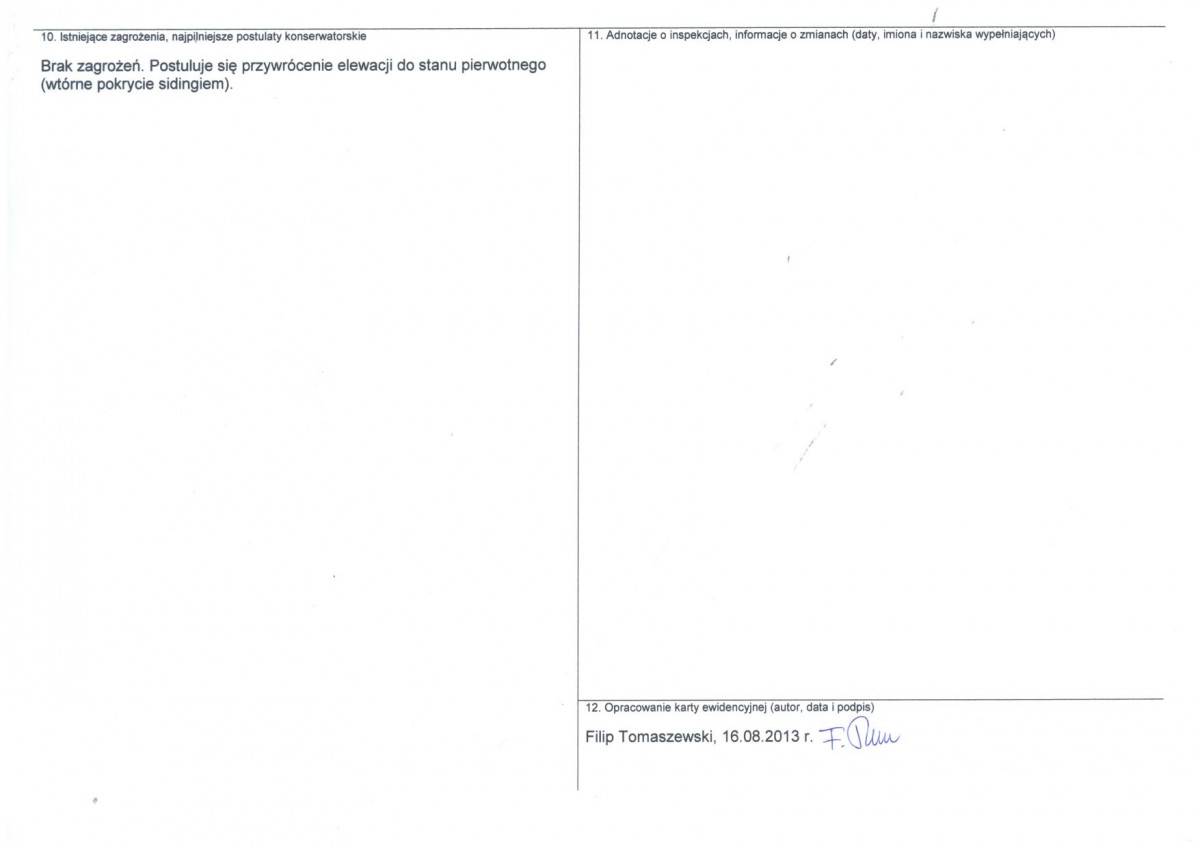 Karta obiektu niewpisanego do rejestru, skan nr 2