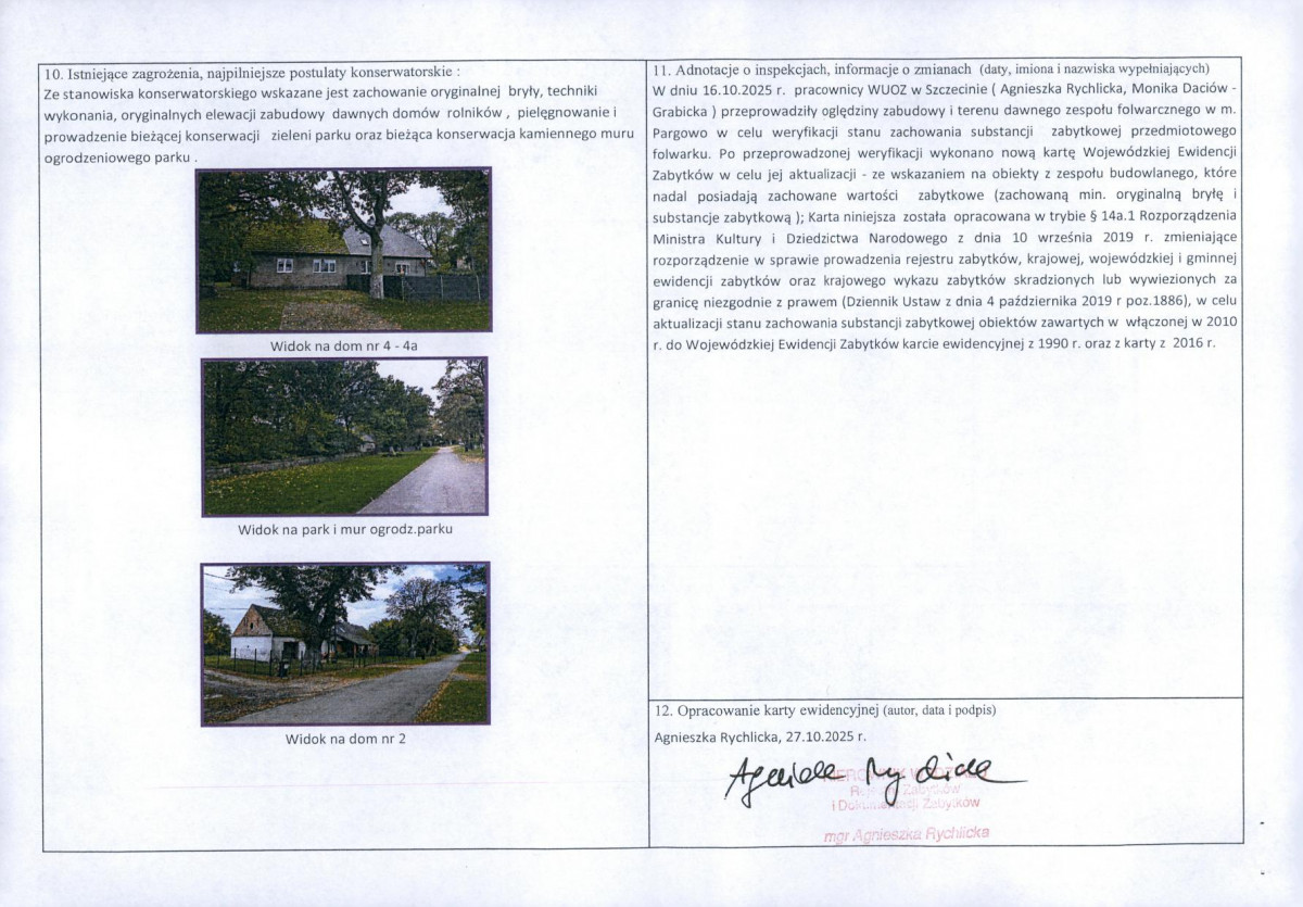 Karta obiektu niewpisanego do rejestru, skan nr 2